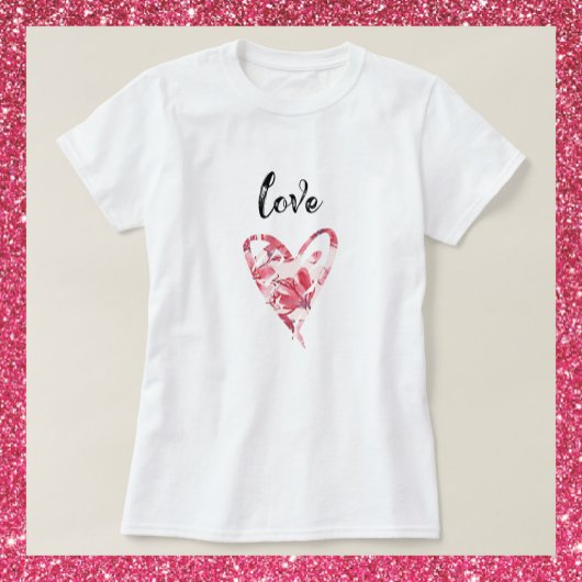T-shirt Joli amour coeur floral