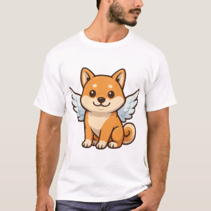 T-shirt Joli ange Shiba Inu dessin animé chien bonheur