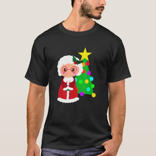 T-shirt Joli arbre de Noël Santa Claus Famille Corresponda (Devant)