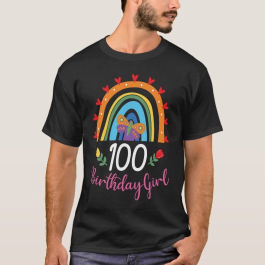 T-shirt Joli arc-en-ciel 100 ans Anniversaire fille 100e B (Devant)