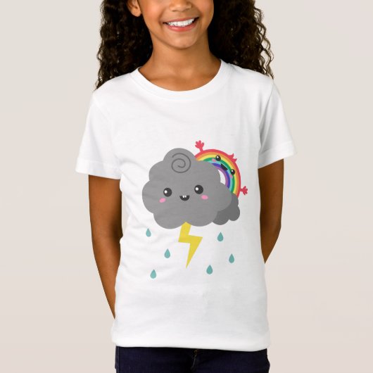 T-Shirt Joli Arc En Ciel Derrière Chaque Nuage Noir, Pour  (Devant)