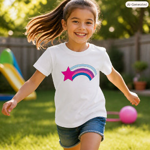 T-shirt Joli Arc-en-Ciel Rose Étoile Fantaisiste