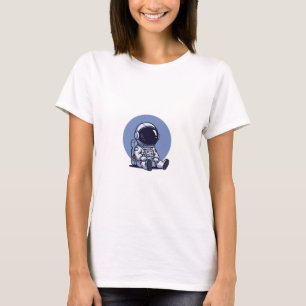 T-shirt Joli astronaute assis sur un cercle bleu