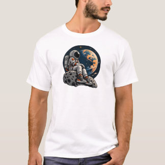 T-shirt Joli astronaute assis sur une illustration spatial