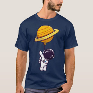 T-shirt Joli astronaute flottant avec un ballon de planète