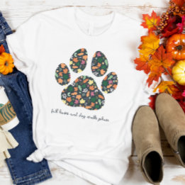 T-shirt joli avec empreinte de patte d'automne pou