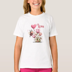 T-shirt Joli ballon en forme de cœur d'amour d'abeille Fle