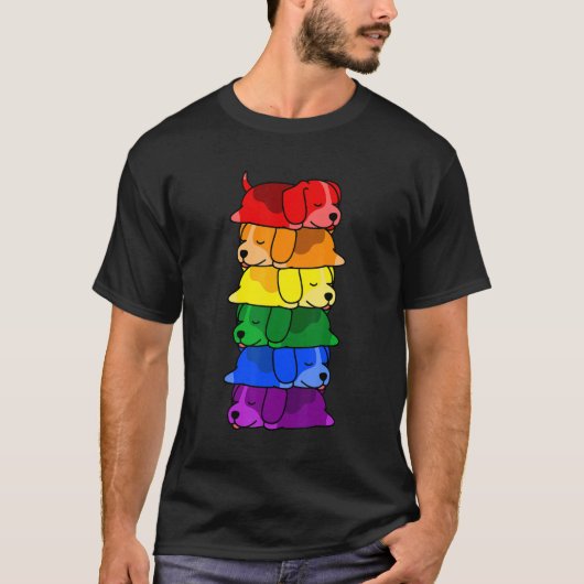 T-shirt Joli Beagle Arc-en-ciel Gay pride Lgbt Puppy (Devant)