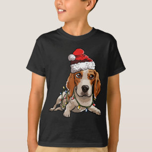T-shirt Joli Beagle Père Noël Noël Arbre Lumières Noël Noë