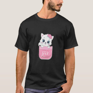 T-shirt Joli bébé chat dans la poche Chat Kitty