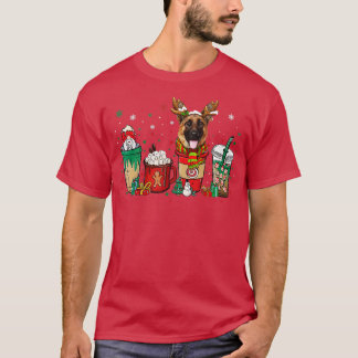 T-shirt Joli Berger Allemand Chien de Noël Café Pyjama