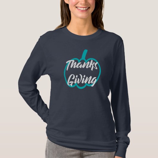 T-shirt Joli Bon thanksgiving texte avec Citrouille mignon (Devant)