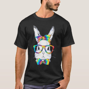 T-shirt Joli Bunny Face Hippie Tie Dye Lunettes Bow Enfant