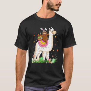 T-shirt Joli Bunny Sloth Riding Llama Oeufs Panier Happy E