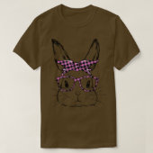 T-shirt Joli Bunny Visage Buffalo rose Lunettes Plaid Happ (Design devant)