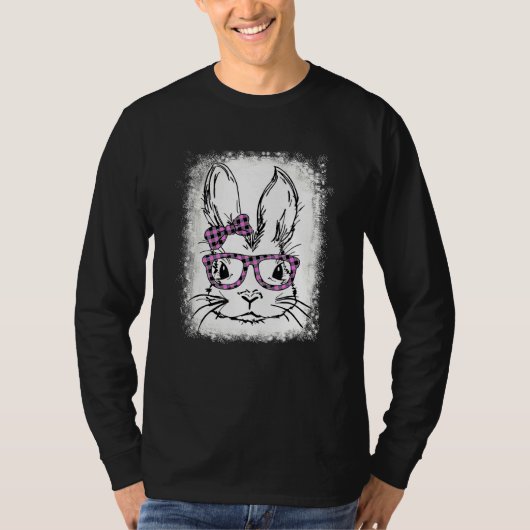 T-shirt Joli Bunny Visage Buffalo rose Lunettes Plaid Happ (Devant)
