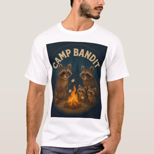 T-shirt Joli camping Racoons. (Devant)