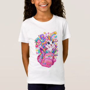 T-Shirt Joli Cartable Licorne de Rentrée Scolaire - Filles