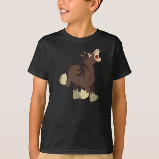 T-shirt Joli Cartoon Exubérant Shire Cheval Enfants T-shir (Devant)
