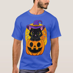 T-shirt Joli Casquette Halloween Chat Noir Sorcière Citrou