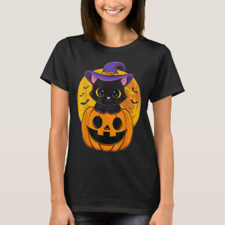 T-shirt Joli Casquette Halloween Chat Noir Sorcière Citrou