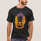 T-shirt Joli Casquette Halloween Chat Noir Sorcière Citrou (Devant)