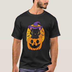 T-shirt Joli Casquette Halloween Chat Noir Sorcière Citrou