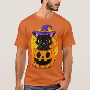 T-shirt Joli Casquette Halloween Chat Noir Sorcière Citrou