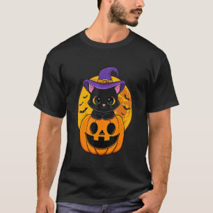 T-shirt Joli Casquette Halloween Chat Noir Sorcière Citrou