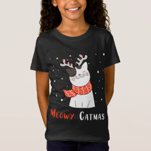 T-Shirt Joli Catmas Reindeer Noël Chat Kitten Lover Xm