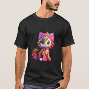 T-shirt Joli Chat Arc-en-Ciel Coloré Kawaii Chat Félin Art