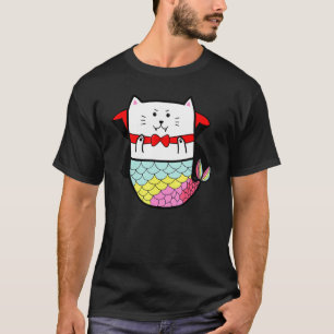 T-shirt Joli Chat Arc-en-Ciel Sirène Halloween Vampire Dra
