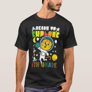 T-shirt Joli Chat Astronaute Retour à l'École Prêt à Explo