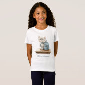 T-Shirt Joli Chat avec Cartable Personnalisé Enfant (Devant entier)
