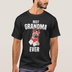 T-shirt Joli chat avec costume de renne Meilleure grand-mè