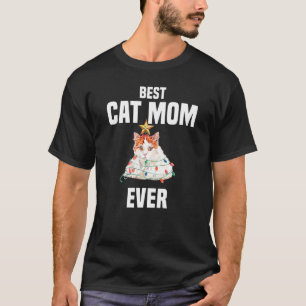 T-shirt Joli chat avec guirlandes lumineuses Meilleure mam