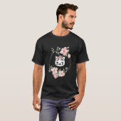 T-shirt Joli Chat Chaton Avec Couronne De Fleurs Et Cadre  (Devant entier)