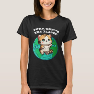 T-shirt Joli chat de la Journée de la Terre ronronne au se