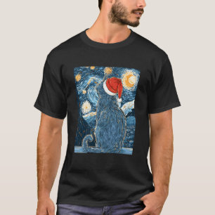 T-shirt Joli Chat de Noël Kitty Santa Félin Nuit Étoilée