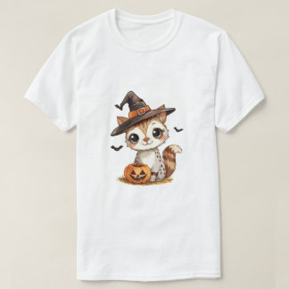 T-shirt Joli chat d'Halloween avec citrouille
