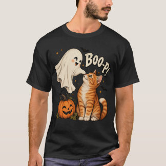 T-shirt Joli chat d'Halloween avec fantôme et citrouille B