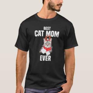 T-shirt Joli chat gris avec costume de renne Meilleure mam