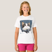 T-shirt Joli chat hiver enneigé confortable (Devant entier)