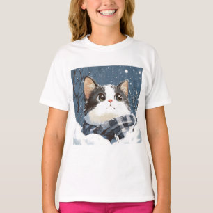 T-shirt Joli chat hiver enneigé confortable
