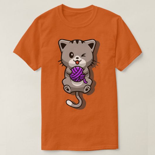 T-shirt Joli chat Jouer Fil Ball Dessin (Design devant)