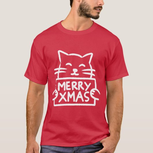 T-shirt Joli Chat Joyeux Noël (Devant)
