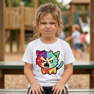 T-Shirt Joli Chat Kawaii En Colère - Chat Qui Siffle Pop A