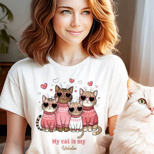 T-shirt Joli Chat Kitty Saint-Valentin Rose Nom Personnali