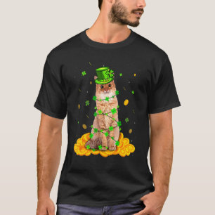 T-shirt Joli chat Laperm Saint-Patrick Trèfle irlandais