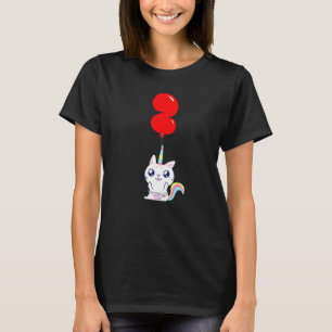 T-shirt Joli Chat Licorne 2e Anniversaire Fête de Ballon